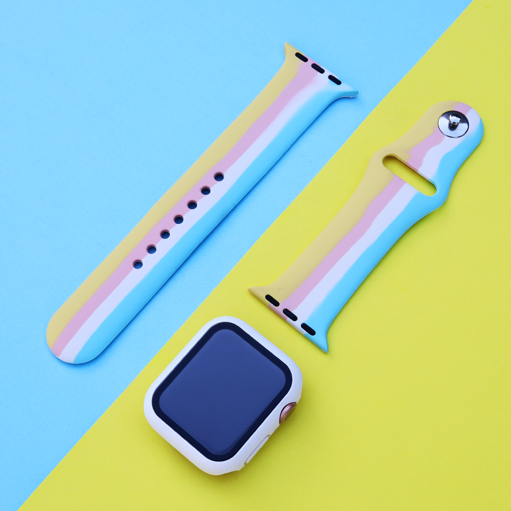 *FREE WATCH CASE* Multicolor Striped Silicone Apple Watch Band - Memebands