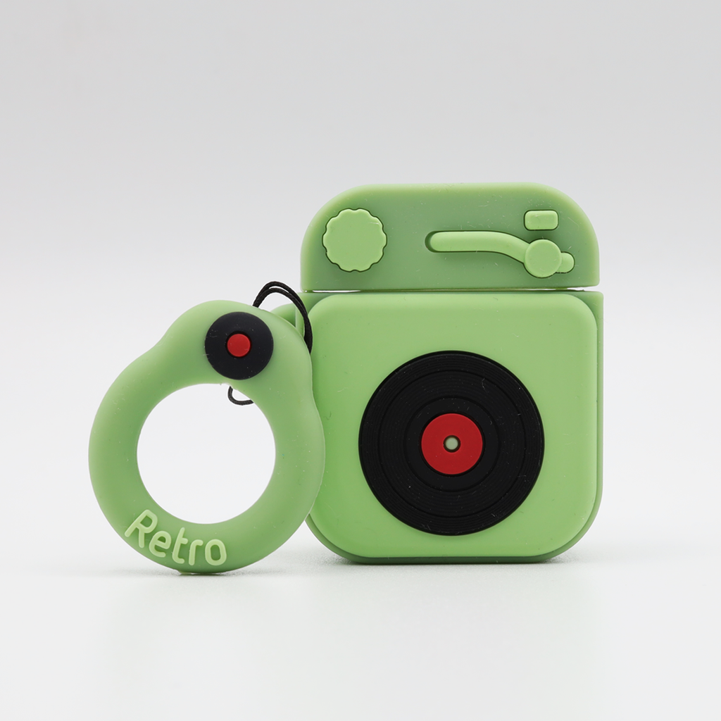 Olive Turntable AirPods Case with Ring - Memebands